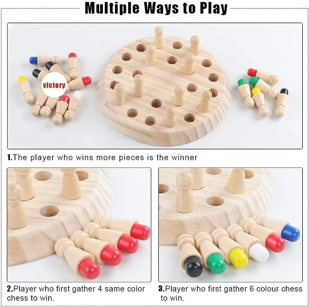 Wooden Memory Match Chess Puzzle