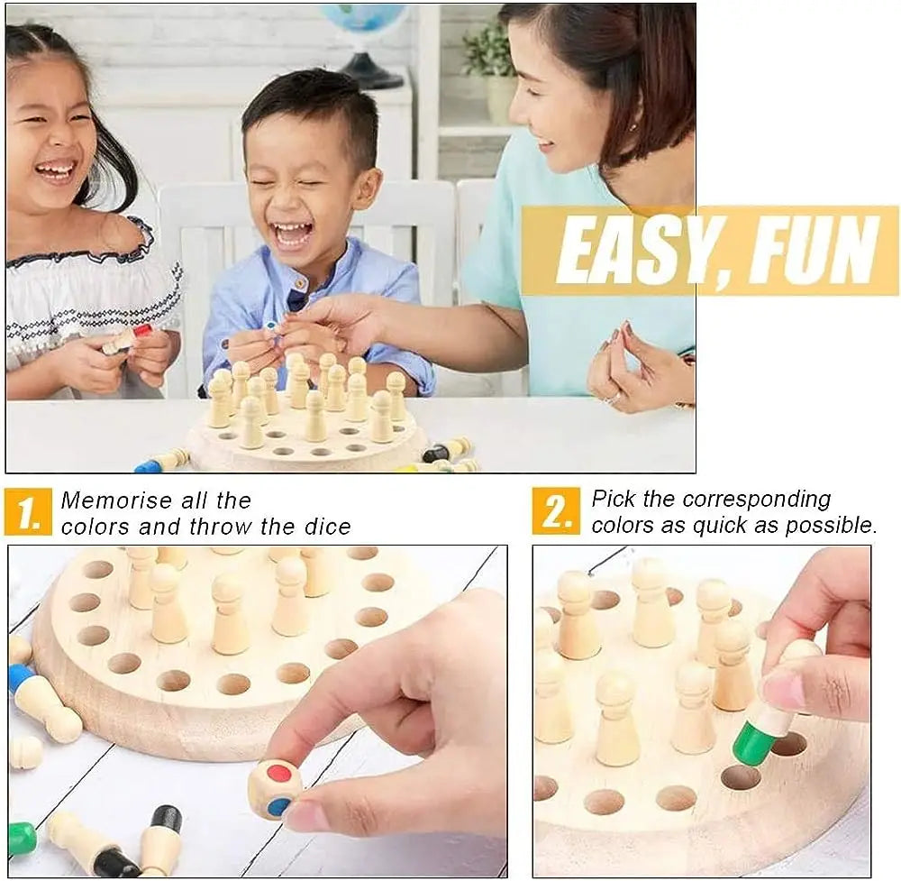 Wooden Memory Match Chess Puzzle